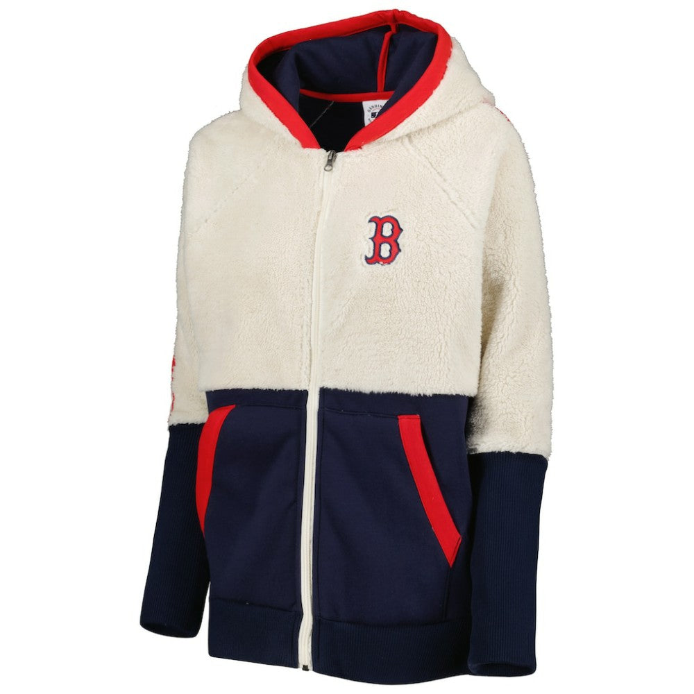 Boston Red Sox G-III 4Her by Carl Banks Women's Shuffle It Raglan Full-Zip Hoodie Oatmeal/Navy