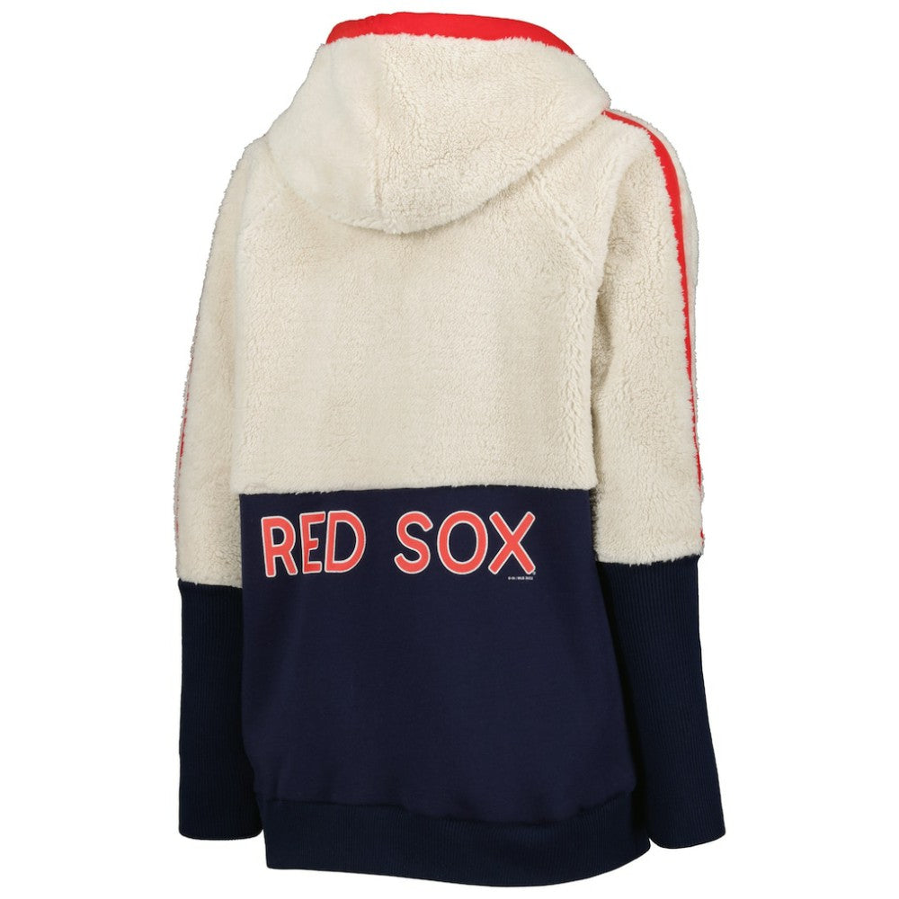 Boston Red Sox G-III 4Her by Carl Banks Women's Shuffle It Raglan Full-Zip Hoodie Oatmeal/Navy