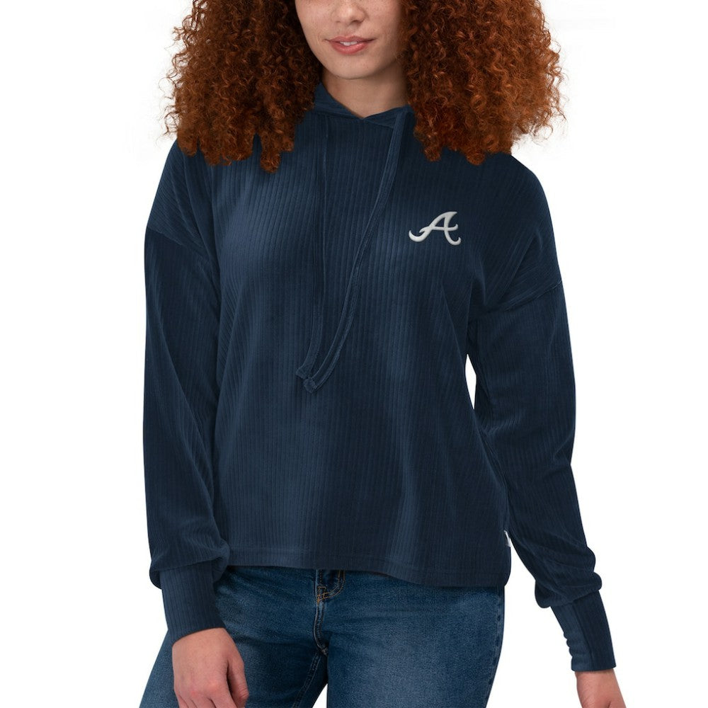 Atlanta Braves Touch Women's End Line Pullover Hoodie Navy