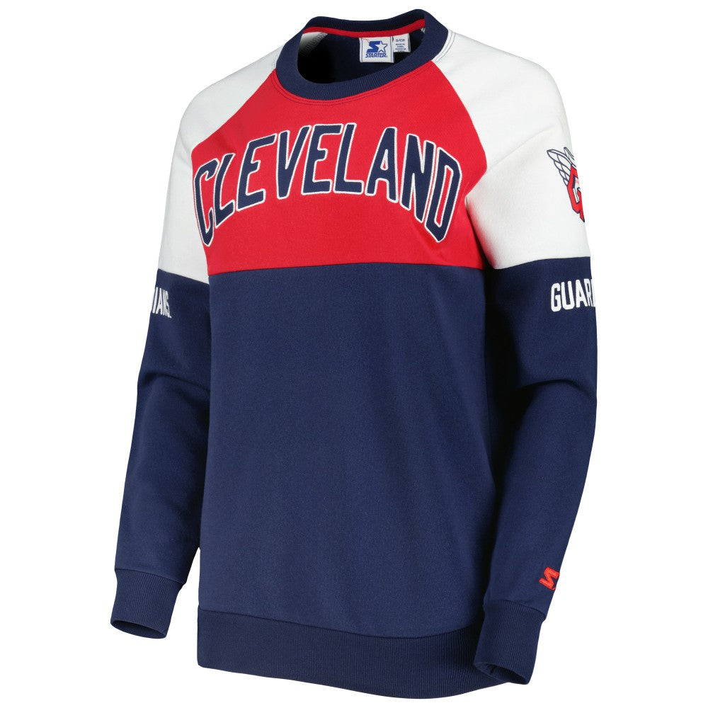 Cleveland Guardians Starter Women's Baseline Raglan Pullover Sweatshirt Navy/Red