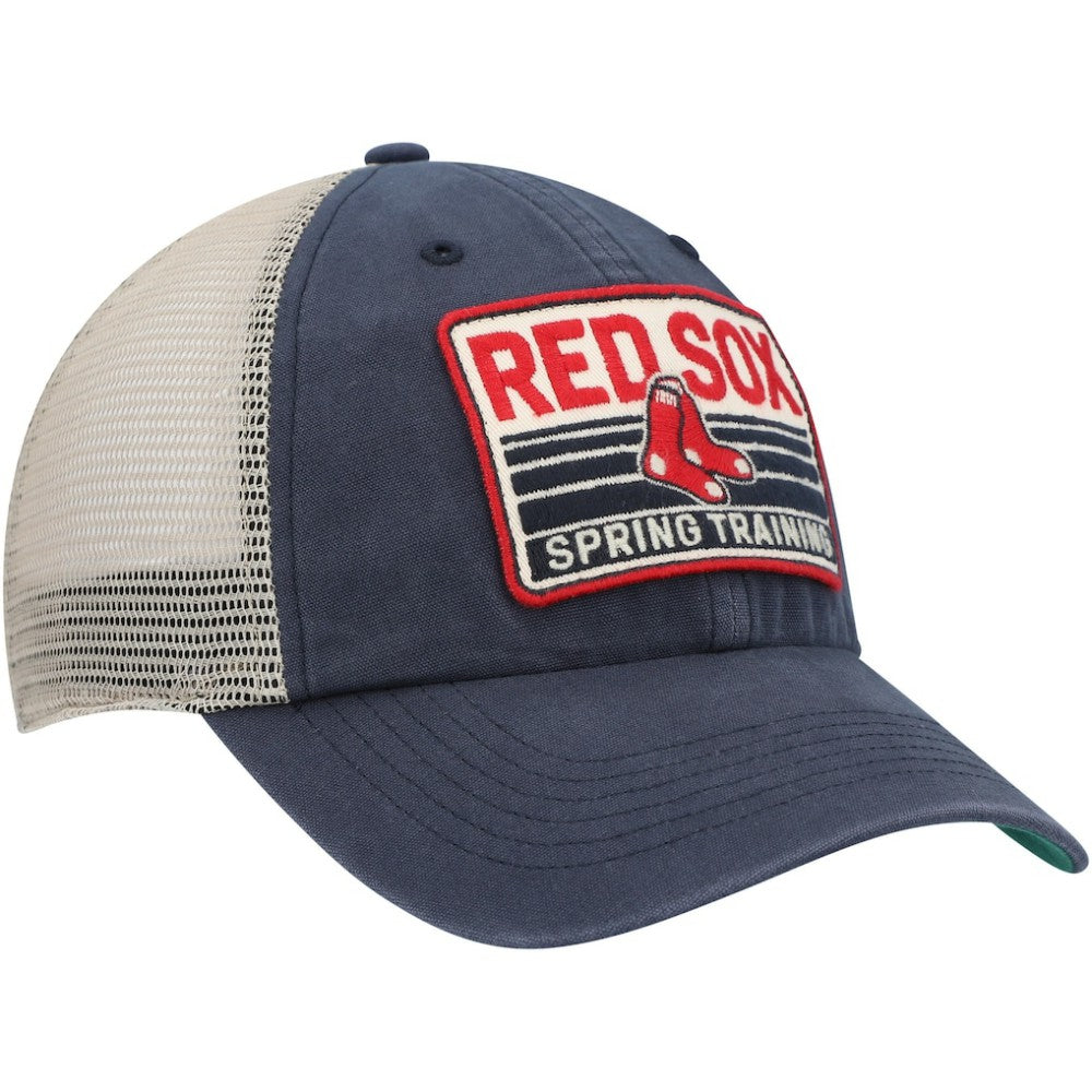 Boston Red Sox Four Stroke Clean Up Trucker Snapback Hat Navy/Tan | 47 brand