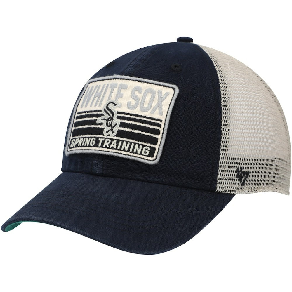 Chicago White Sox Four Stroke Clean Up Trucker Snapback Hat Black/Tan | 47 brand