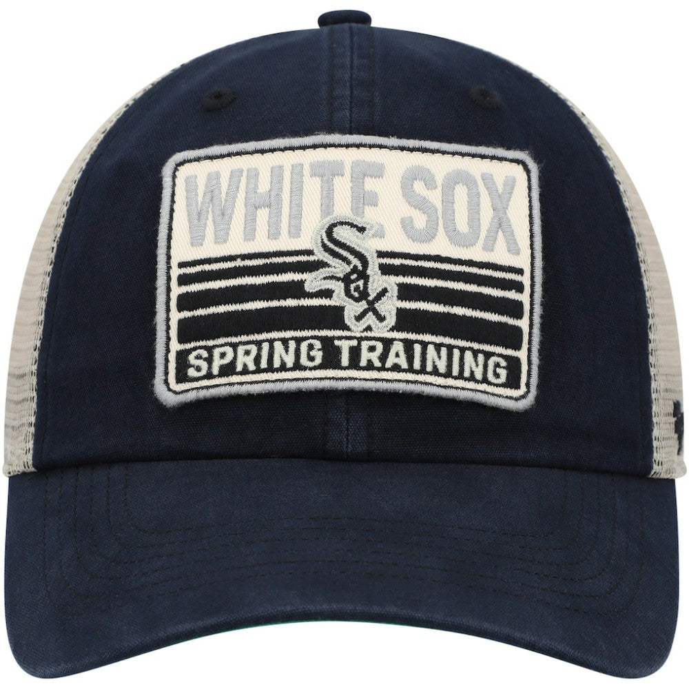 Chicago White Sox Four Stroke Clean Up Trucker Snapback Hat Black/Tan | 47 brand