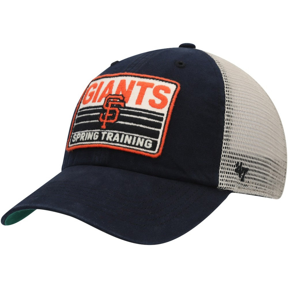 San Francisco Giants Four Stroke Clean Up Trucker Snapback Hat Black/Tan | 47 brand