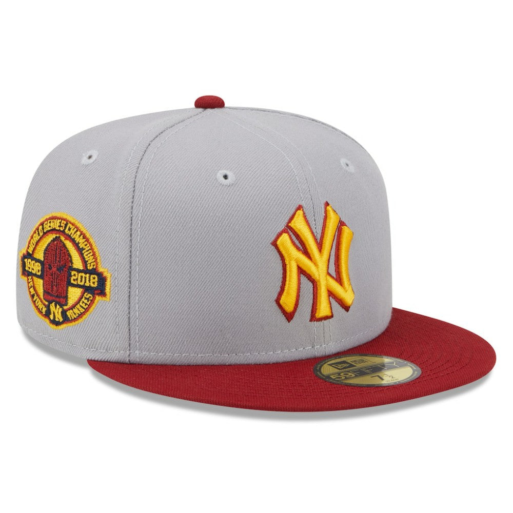 New York Yankees World Series Champions Navy Undervisor 59FIFTY Fitted Hat Gray/Red | New Era
