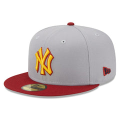 New York Yankees World Series Champions Navy Undervisor 59FIFTY Fitted Hat Gray/Red | New Era