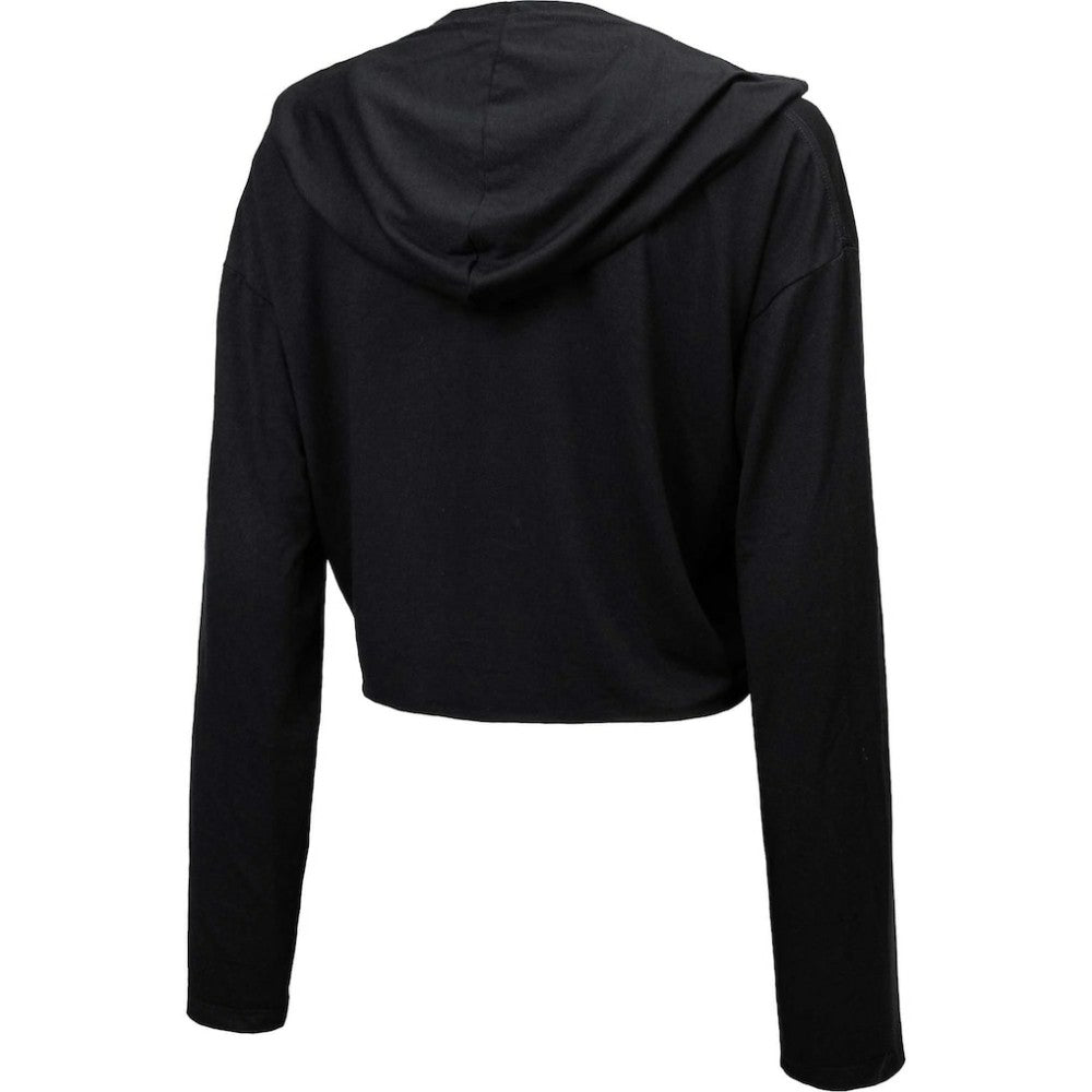 Chicago Cubs Majestic Threads Women's Leopard Cropped Hoodie Black