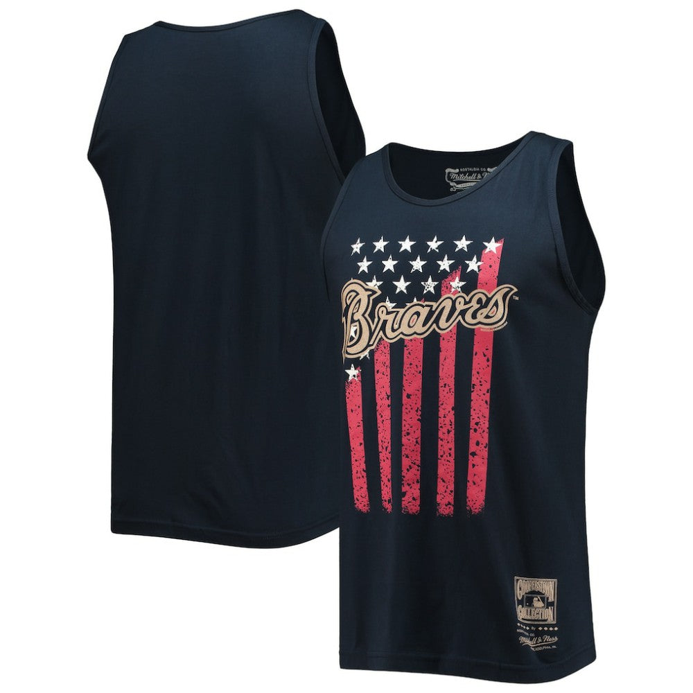 Atlanta Braves Cooperstown Collection Stars and Stripes Tank Top Navy | Mitchell & Ness