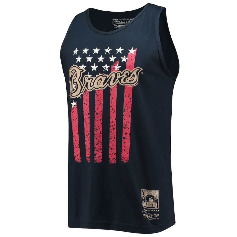 Atlanta Braves Cooperstown Collection Stars and Stripes Tank Top Navy | Mitchell & Ness
