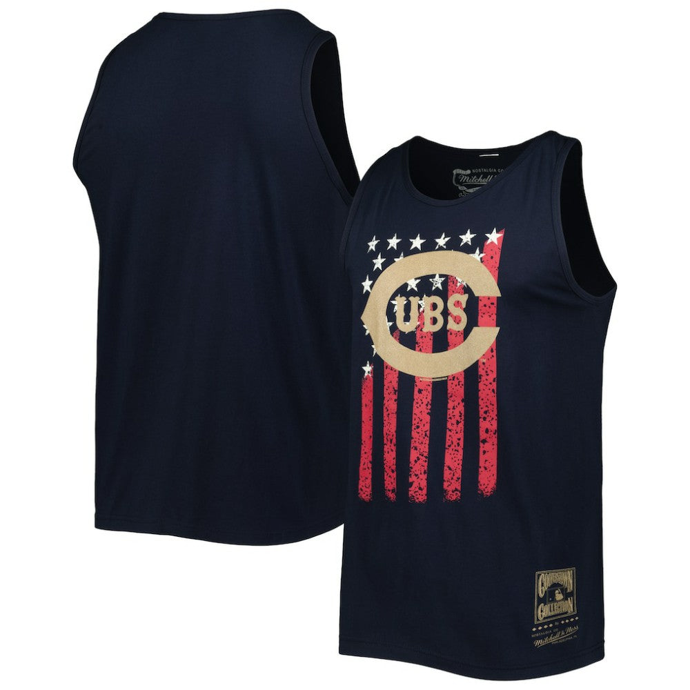 Chicago Cubs Cooperstown Collection Stars and Stripes Tank Top Navy | Mitchell & Ness