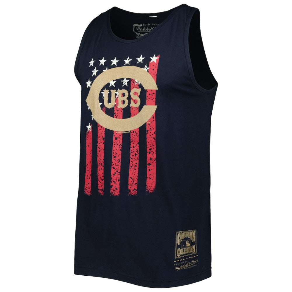 Chicago Cubs Cooperstown Collection Stars and Stripes Tank Top Navy | Mitchell & Ness