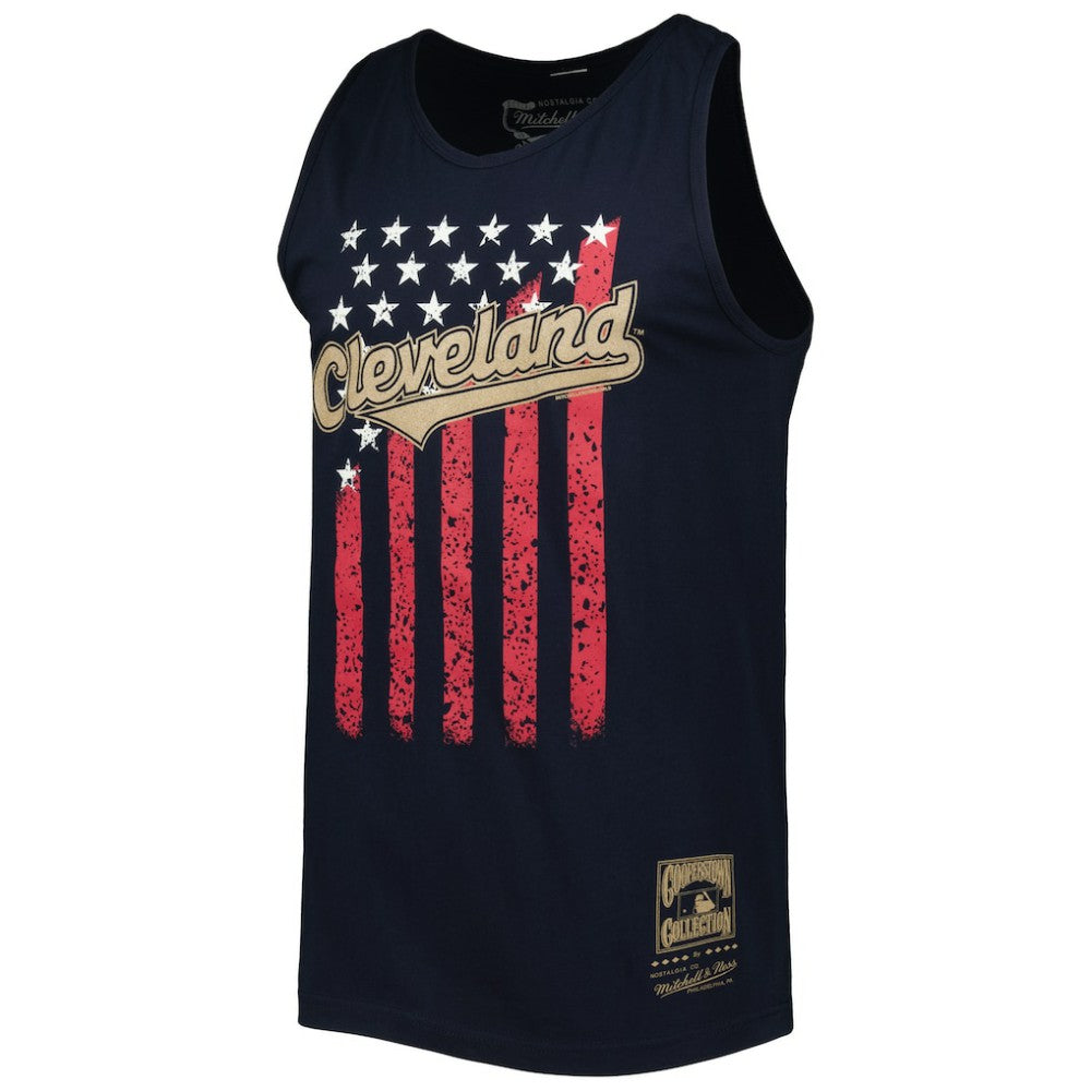 Cleveland Guardians Cooperstown Collection Stars and Stripes Tank Top Navy | Mitchell & Ness
