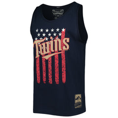 Minnesota Twins Cooperstown Collection Stars and Stripes Tank Top Navy | Mitchell & Ness