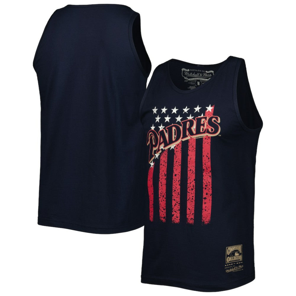 San Diego Padres Cooperstown Collection Stars and Stripes Tank Top Navy | Mitchell & Ness