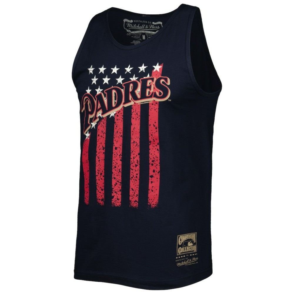 San Diego Padres Cooperstown Collection Stars and Stripes Tank Top Navy | Mitchell & Ness