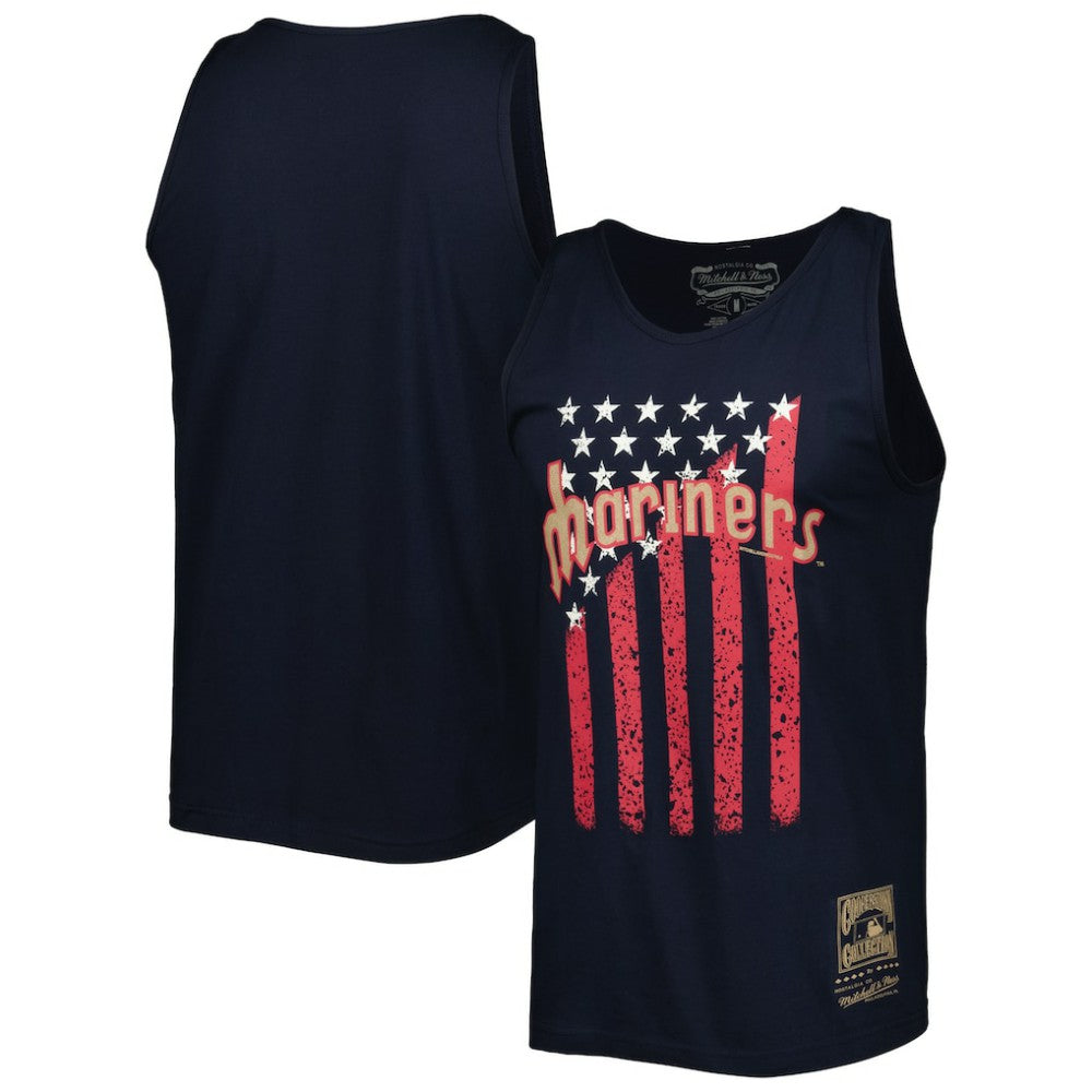 Seattle Mariners Cooperstown Collection Stars and Stripes Tank Top Navy | Mitchell & Ness