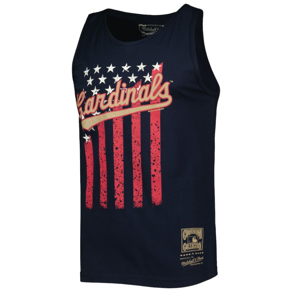 St. Louis Cardinals Cooperstown Collection Stars and Stripes Tank Top Navy | Mitchell & Ness
