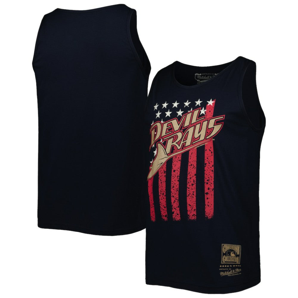 Tampa Bay Rays Cooperstown Collection Stars and Stripes Tank Top Navy | Mitchell & Ness