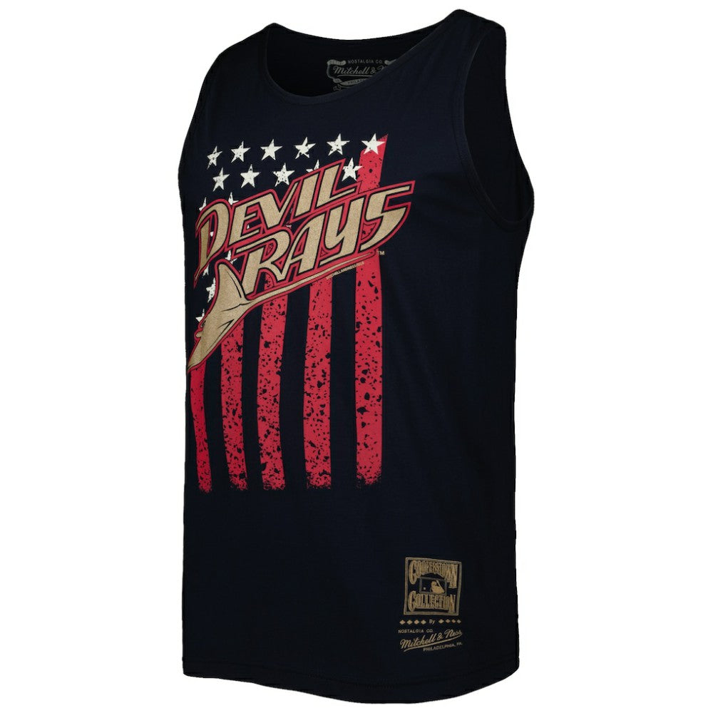 Tampa Bay Rays Cooperstown Collection Stars and Stripes Tank Top Navy | Mitchell & Ness