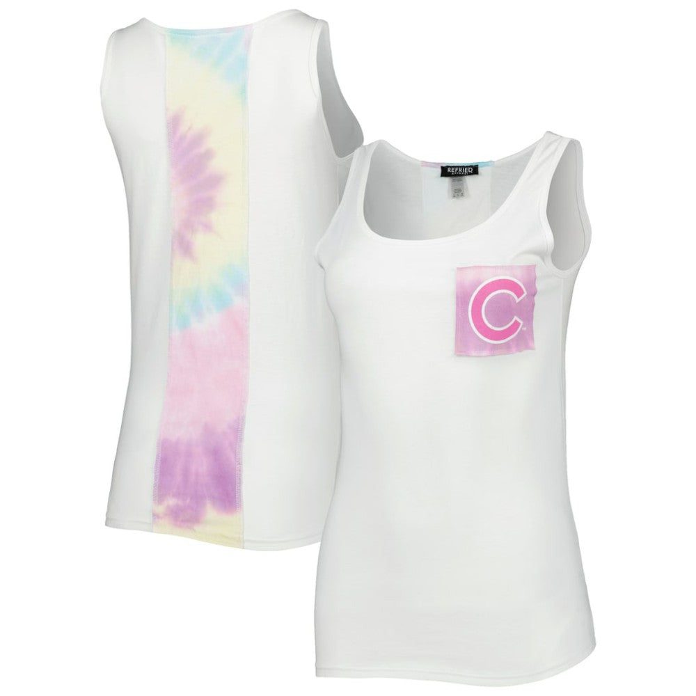 Chicago Cubs Refried Apparel Women's Tie-Dye Tank Top White