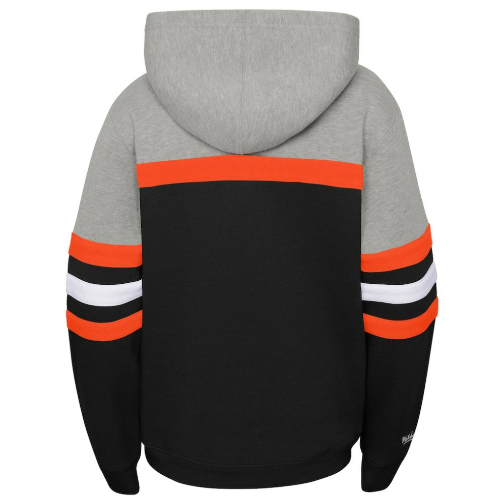 San Francisco Giants Youth Cooperstown Collection Head Coach Pullover Hoodie Heather Gray/Black | Mitchell & Ness