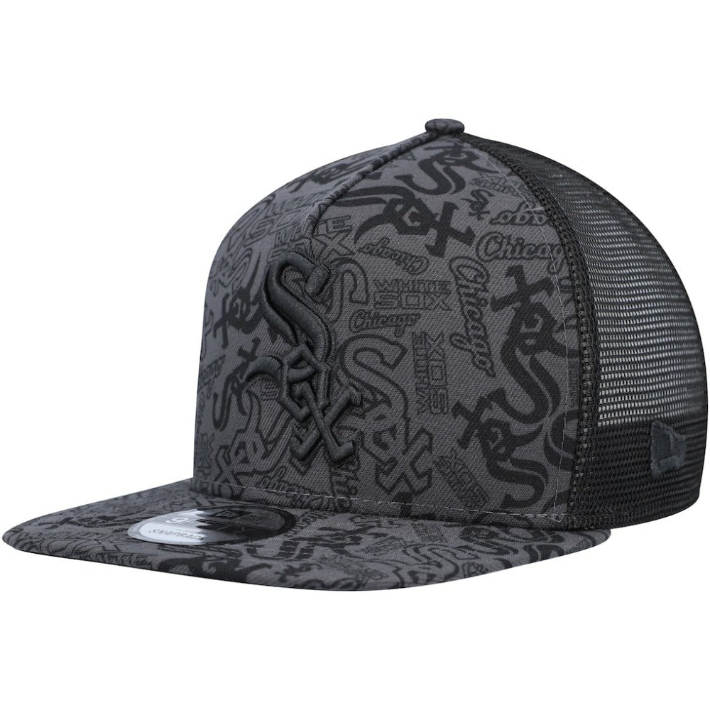 Chicago White Sox Repeat A-Frame 9FIFTY Trucker Snapback Hat Black | New Era