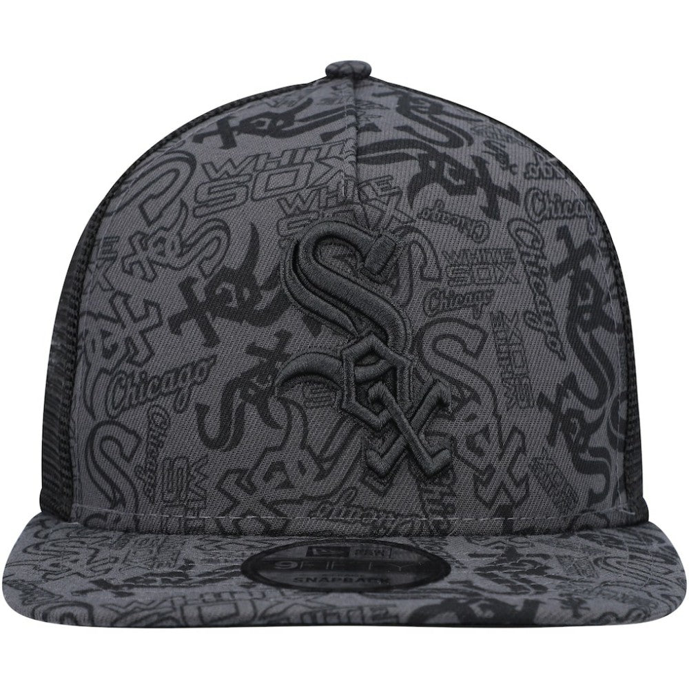 Chicago White Sox Repeat A-Frame 9FIFTY Trucker Snapback Hat Black | New Era
