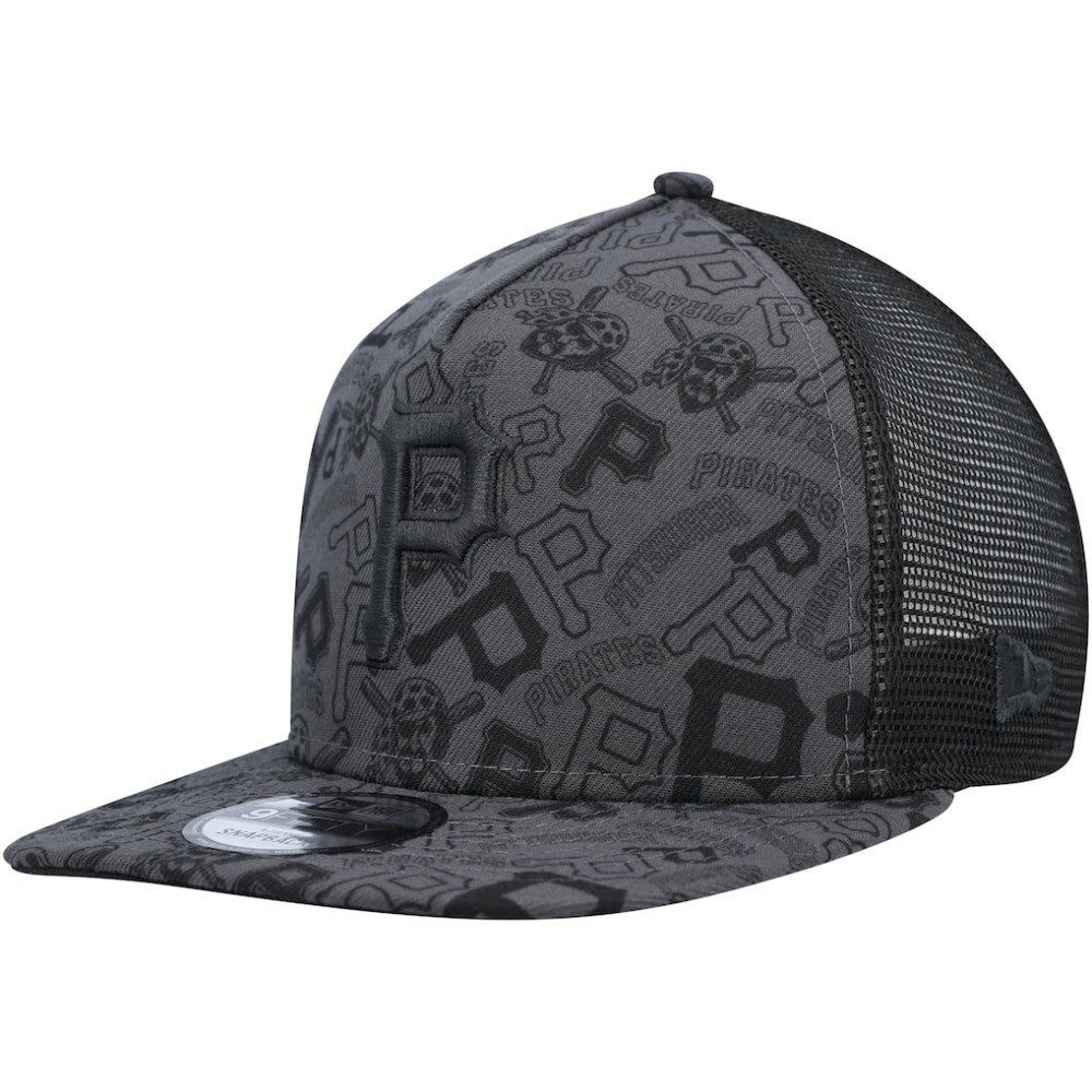 Pittsburgh Pirates Repeat A-Frame 9FIFTY Trucker Snapback Hat Black | New Era
