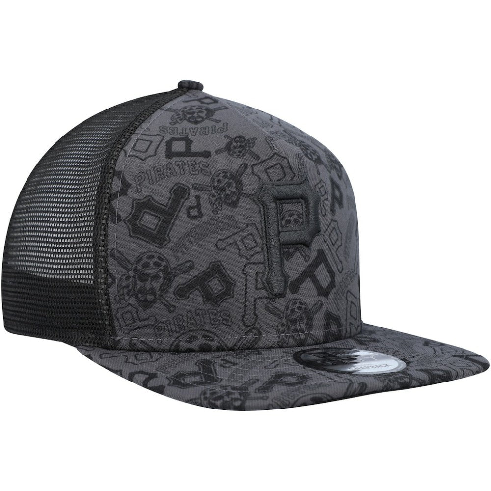 Pittsburgh Pirates Repeat A-Frame 9FIFTY Trucker Snapback Hat Black | New Era