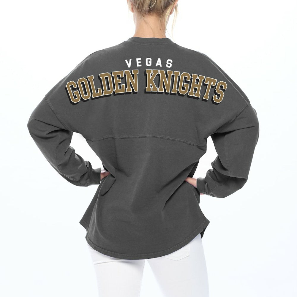 Vegas Golden Knights Fanatics Women's Spirit Lace-Up V-Neck Long Sleeve Jersey T-Shirt Charcoal