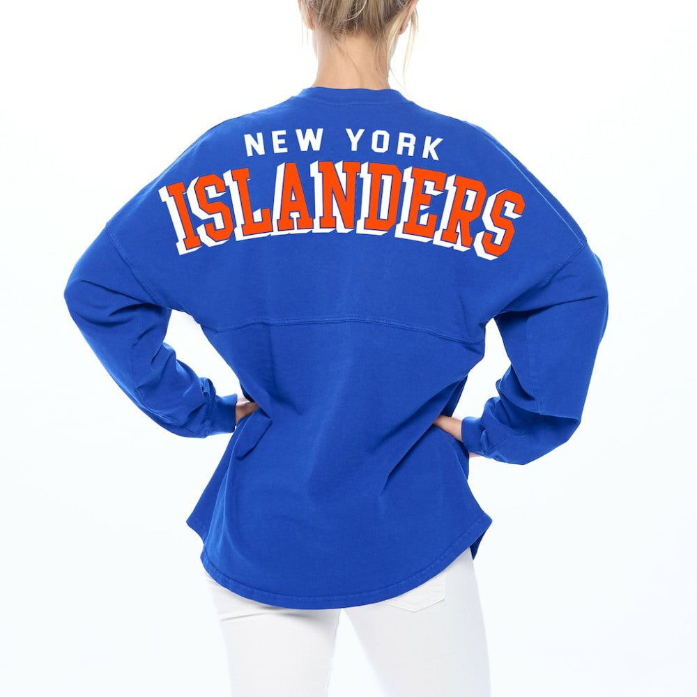New York Islanders Fanatics Women's Spirit Lace-Up V-Neck Long Sleeve Jersey T-Shirt Royal