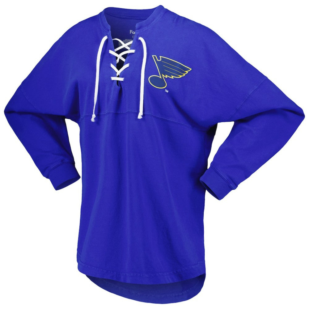 St. Louis Blues Fanatics Women's Spirit Lace-Up V-Neck Long Sleeve Jersey T-Shirt Blue
