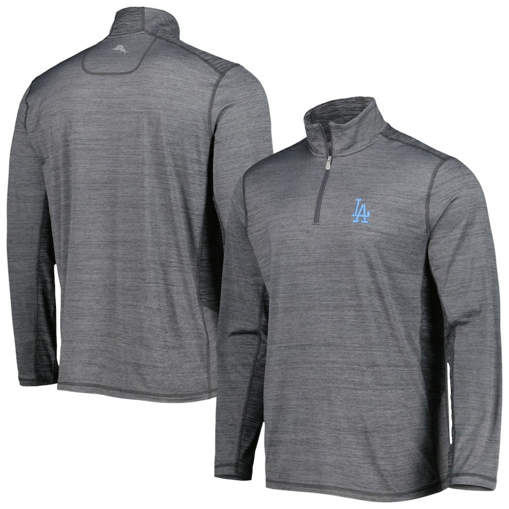 Los Angeles Dodgers Tommy Bahama Delray IslandZone Half-Zip Top Gray
