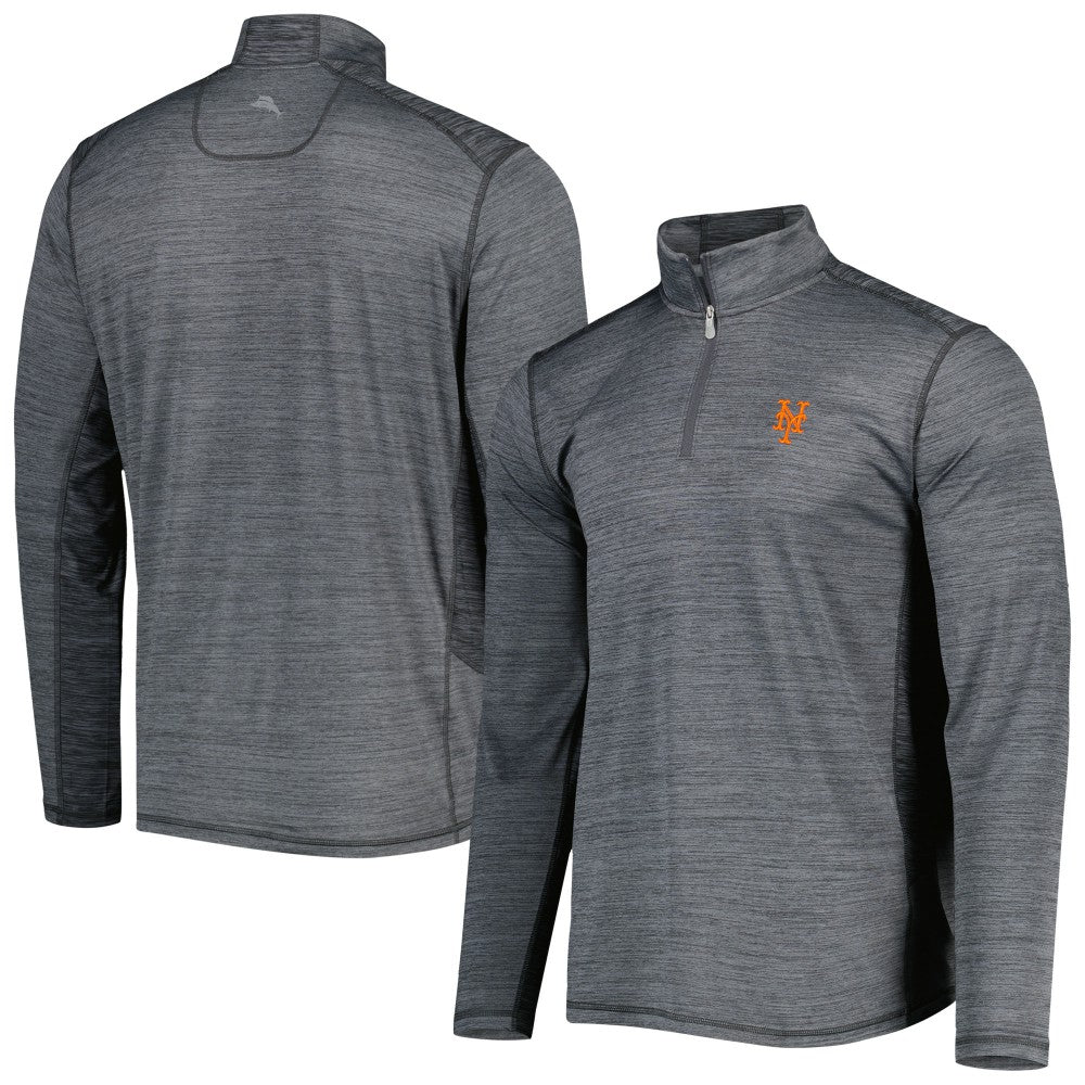 New York Mets Tommy Bahama Delray IslandZone Half-Zip Top Gray