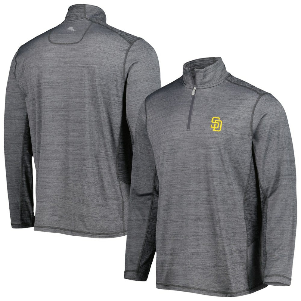 San Diego Padres Tommy Bahama Delray IslandZone Half-Zip Top Gray