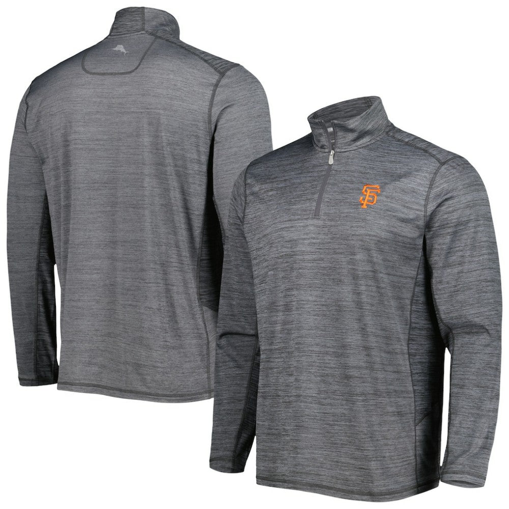 San Francisco Giants Tommy Bahama Delray IslandZone Half-Zip Top Gray