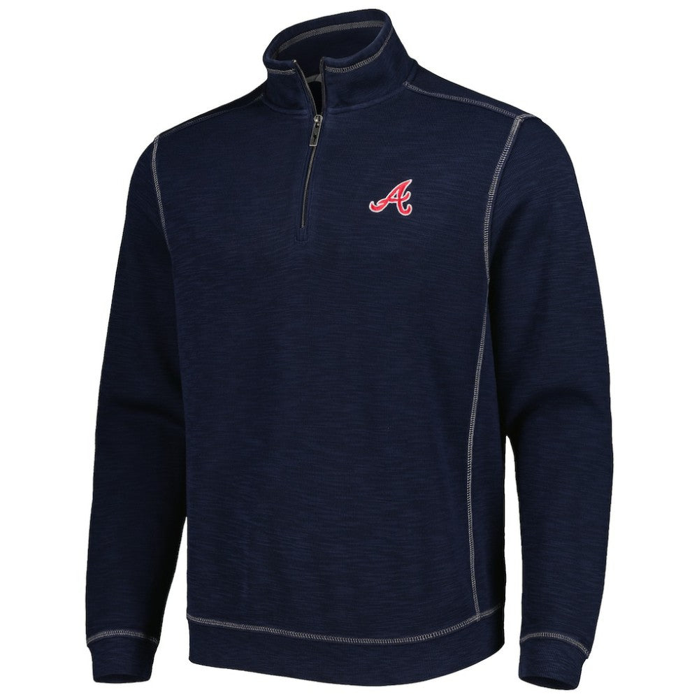 Atlanta Braves Tommy Bahama Tobago Bay Tri-Blend Quarter-Zip Sweatshirt Blue