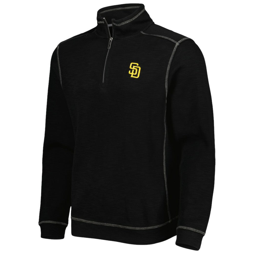 San Diego Padres Tommy Bahama Tobago Bay Tri-Blend Quarter-Zip Sweatshirt Black