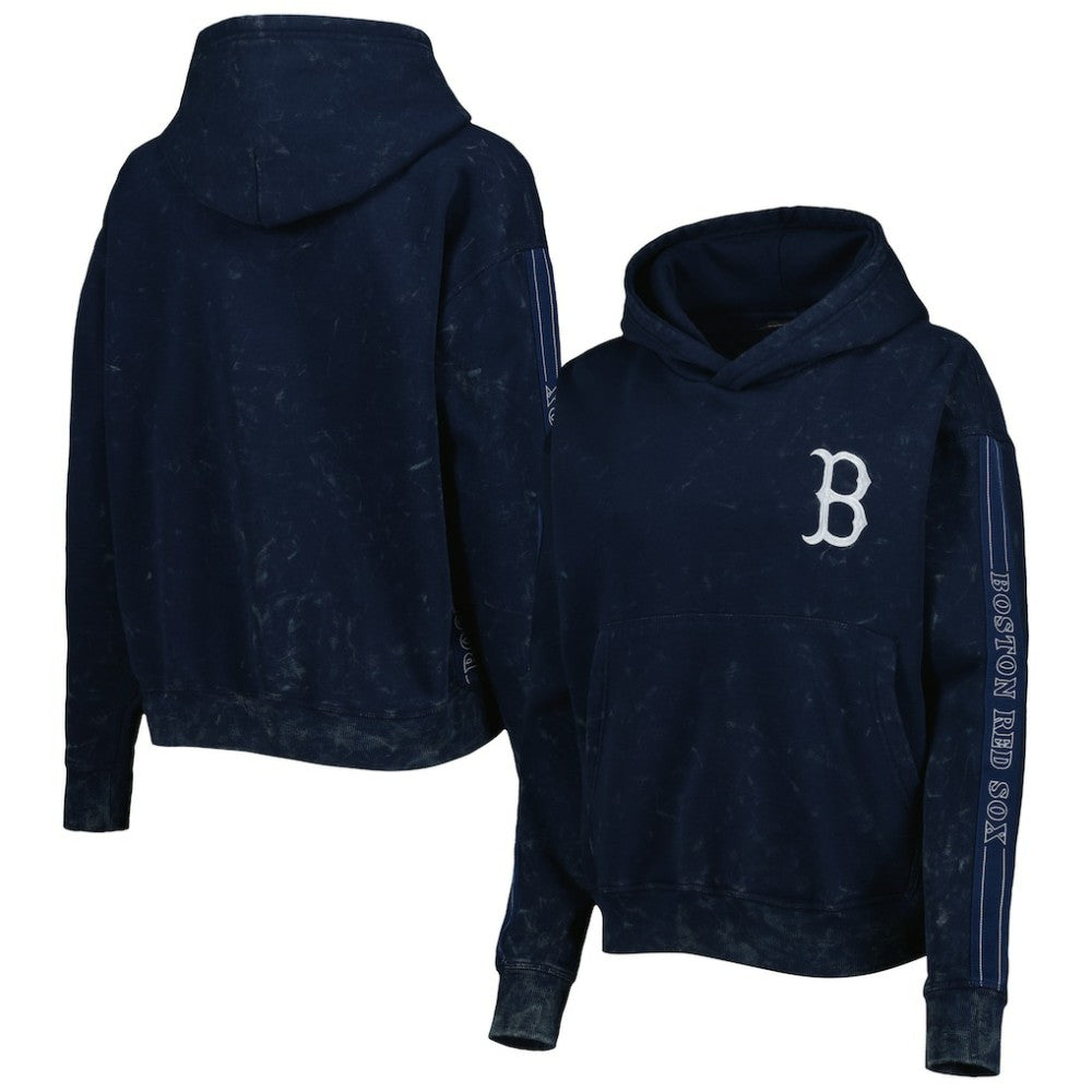 Boston Red Sox The Wild Collective Women's Marble Pullover Hoodie Navy