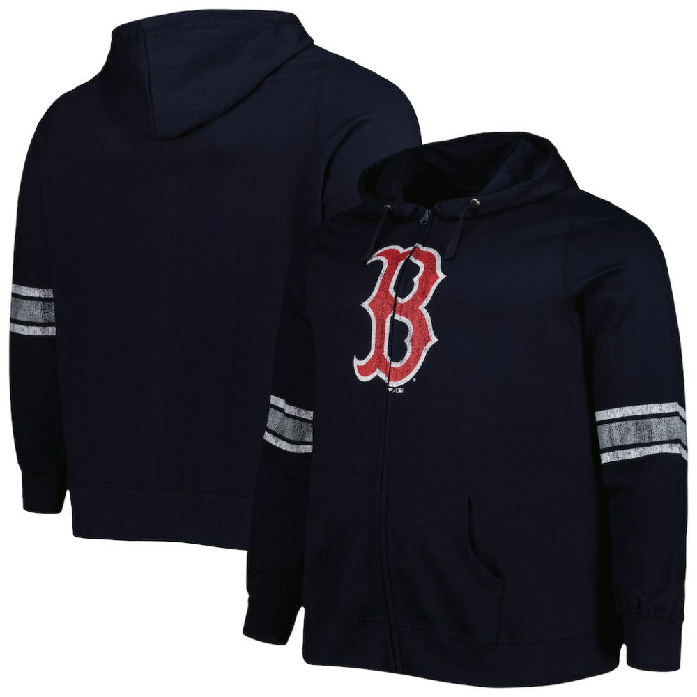 Boston Red Sox Women's Plus Size Front Logo Full-Zip Hoodie Navy/Heather Gray