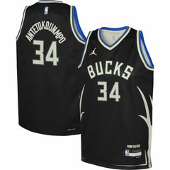 Giannis Antetokounmpo Milwaukee Bucks Jordan Brand Youth Swingman Jersey - Statement Edition - Black discount