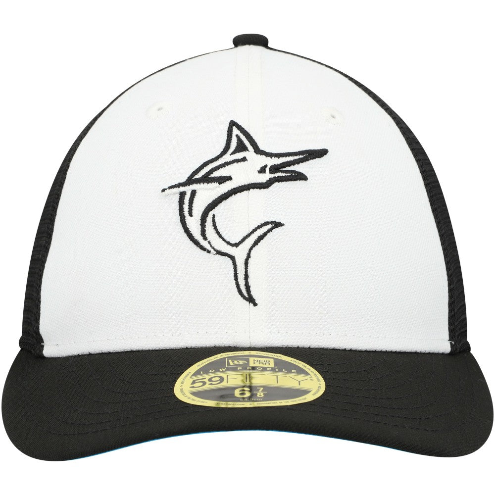 Miami Marlins 2023 On-Field Batting Practice Low Profile 59FIFTY Fitted Hat Black/White | New Era