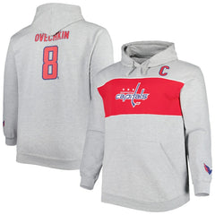 Alexander Ovechkin Washington Capitals Big & Tall Player Pullover Hoodie Heather Gray