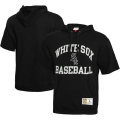 Chicago White Sox Cooperstown Collection Washed Fleece Pullover Short Sleeve Hoodie Black | Mitchell & Ness