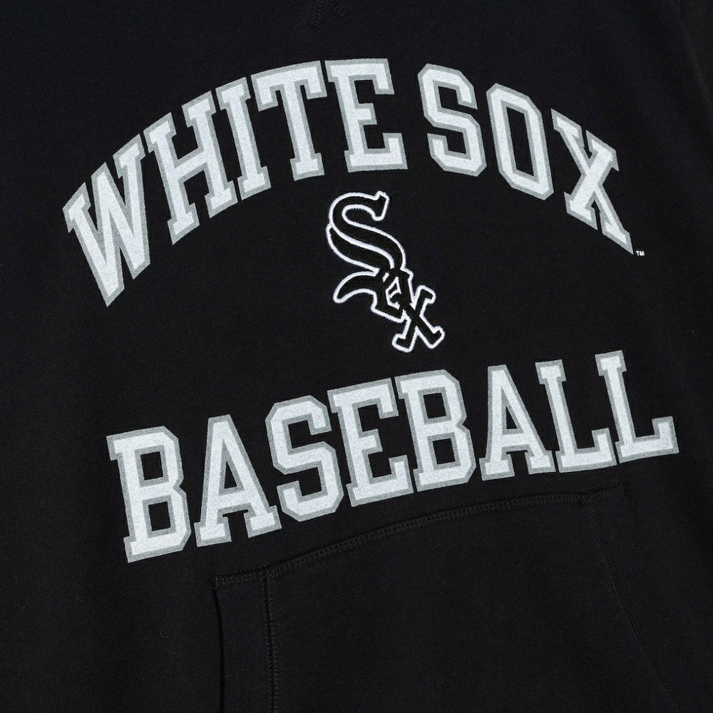 Chicago White Sox Cooperstown Collection Washed Fleece Pullover Short Sleeve Hoodie Black | Mitchell & Ness