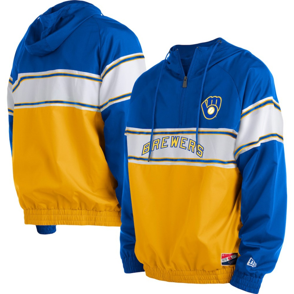 Milwaukee Brewers Ripstop Raglan Quarter-Zip Hoodie Royal | New Era