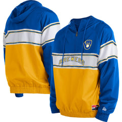 Milwaukee Brewers Ripstop Raglan Quarter-Zip Hoodie Royal | New Era