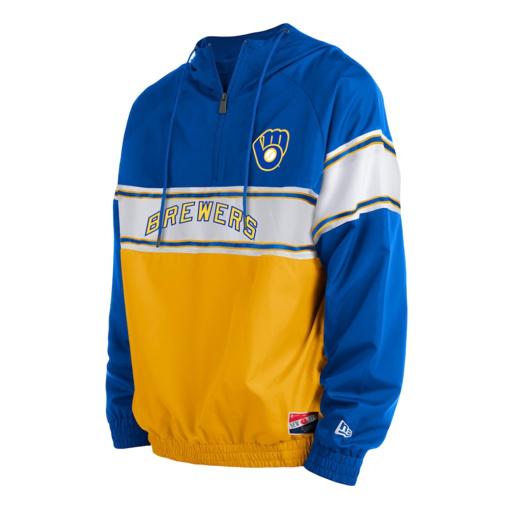 Milwaukee Brewers Ripstop Raglan Quarter-Zip Hoodie Royal | New Era