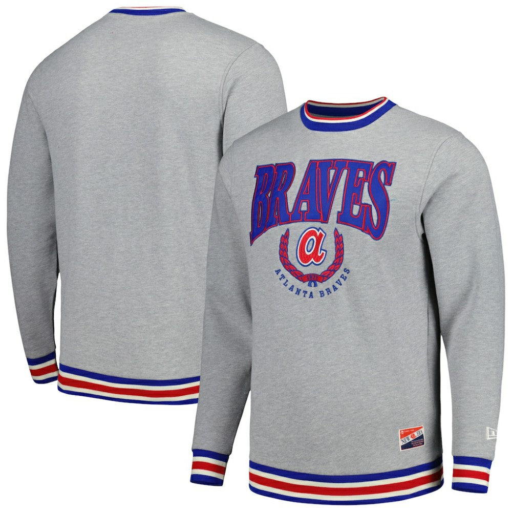 Atlanta Braves Throwback Classic Pullover Sweatshirt Heather Gray | New Era