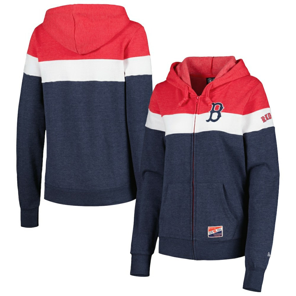 Boston Red Sox Women's Colorblock Full-Zip Hoodie Jacket Heather Navy | New Era